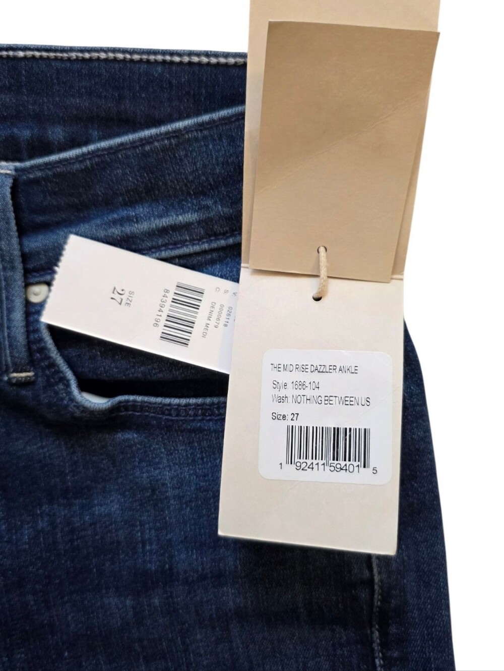 MOTHER Sz 27 NWT The Mid Rise Dazzler Ankle Jeans Nothing Between Us Denim Jeans - Picture 10 of 13